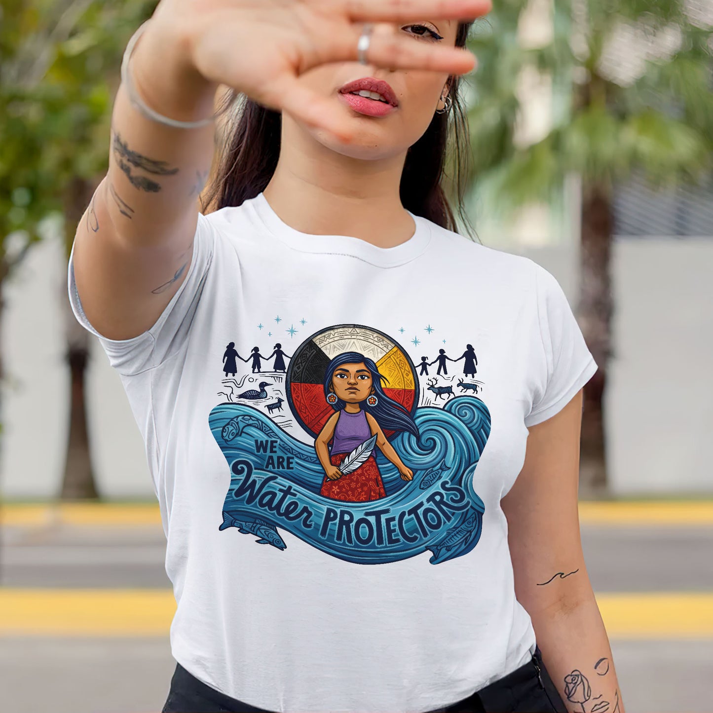 We Are Water Protectors Native American Girl - Unisex T-shirt/V-neck T-shirt/Hoodie/Sweatshirt