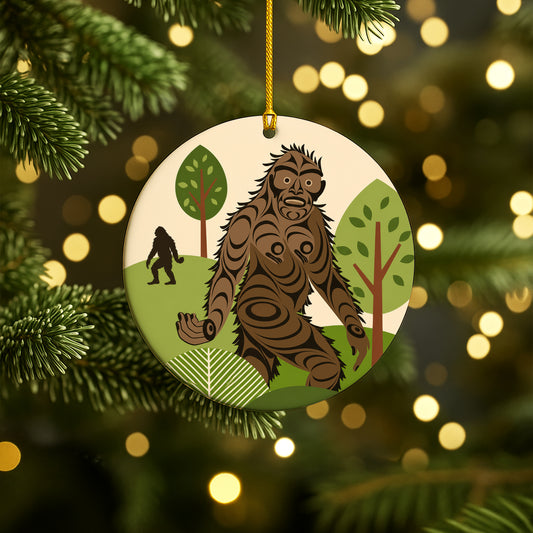 Bigfoot Ceramic Ornament – Sasquatch Forest Christmas Tree Decoration