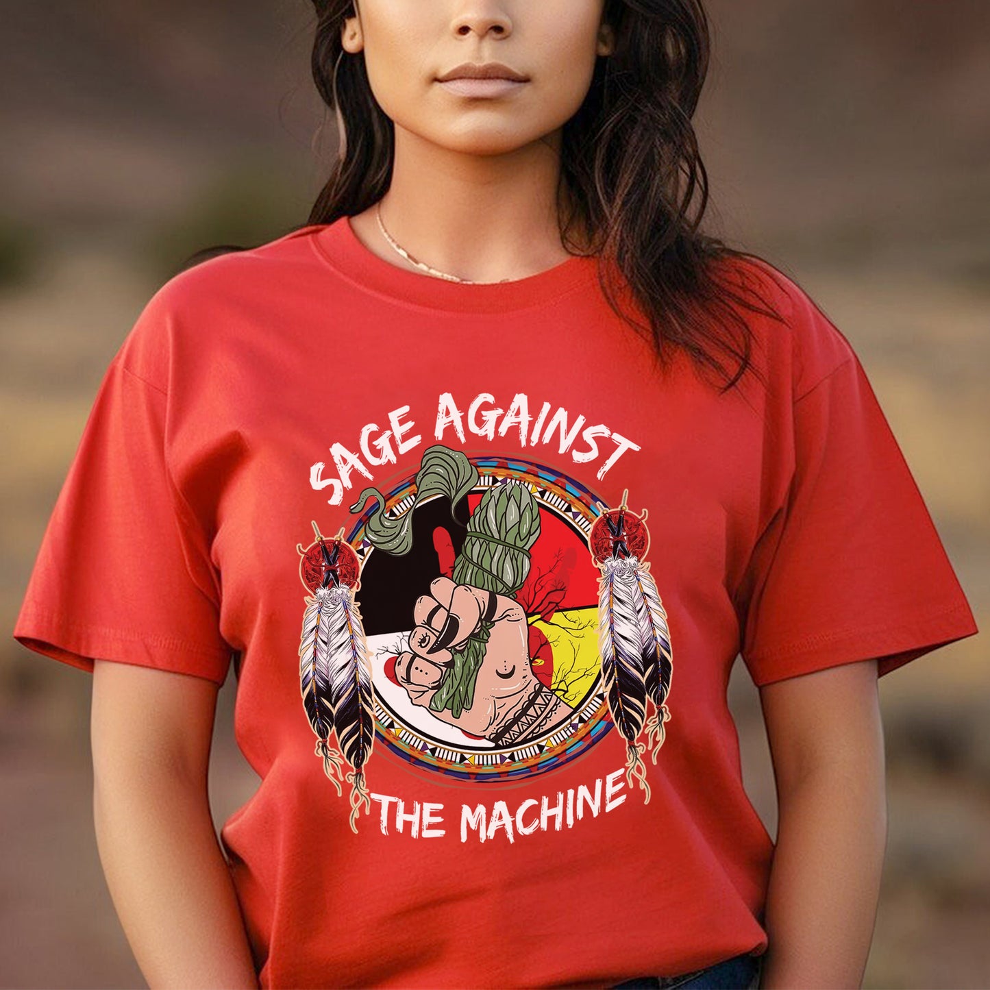 Sage Against The Machine Indigenous Power- MMIW Unisex T-Shirt/Hoodie/V-Neck/Sweatshirt