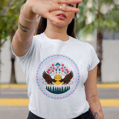 Sacred Twin Eagles Love Circle - Indigenous Art of Unity & Love Unisex T-shirt/T-shirt V-neck/Hoodie/Sweatshirt