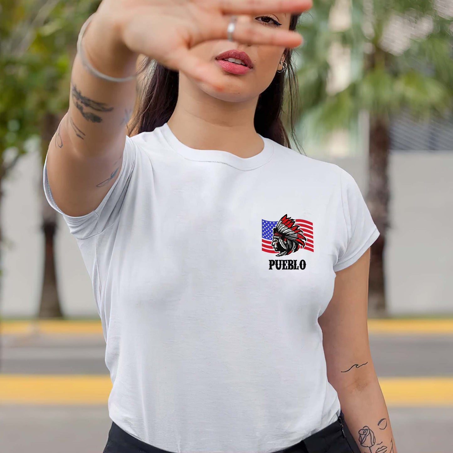 I Am Native - America Was Born On My Land - Custom Tribe Design - Two sides - T-Shirt/T-Shirt V-Neck/Hoodie/Sweatshirt