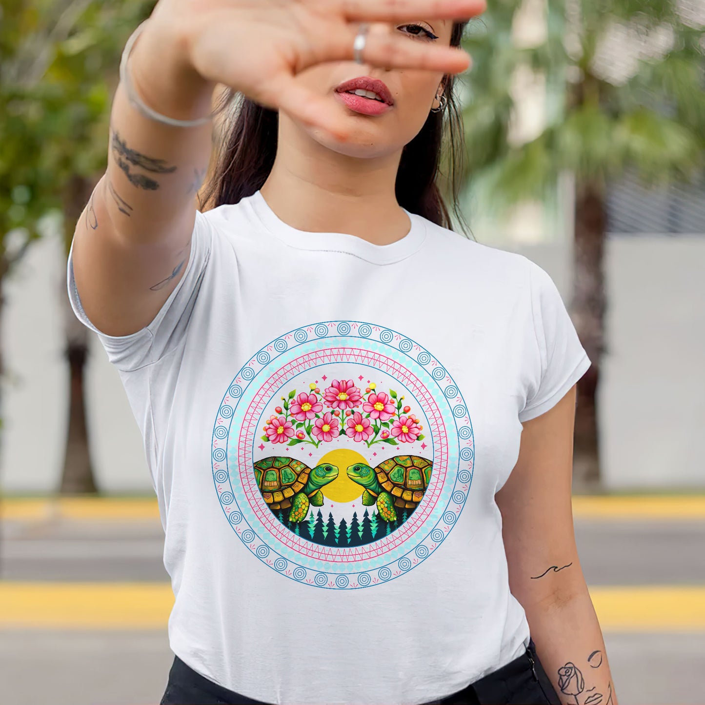 Sacred Turtle Love Circle - Indigenous Art of Unity & Love Unisex T-shirt/T-shirt V-neck/Hoodie/Sweatshirt