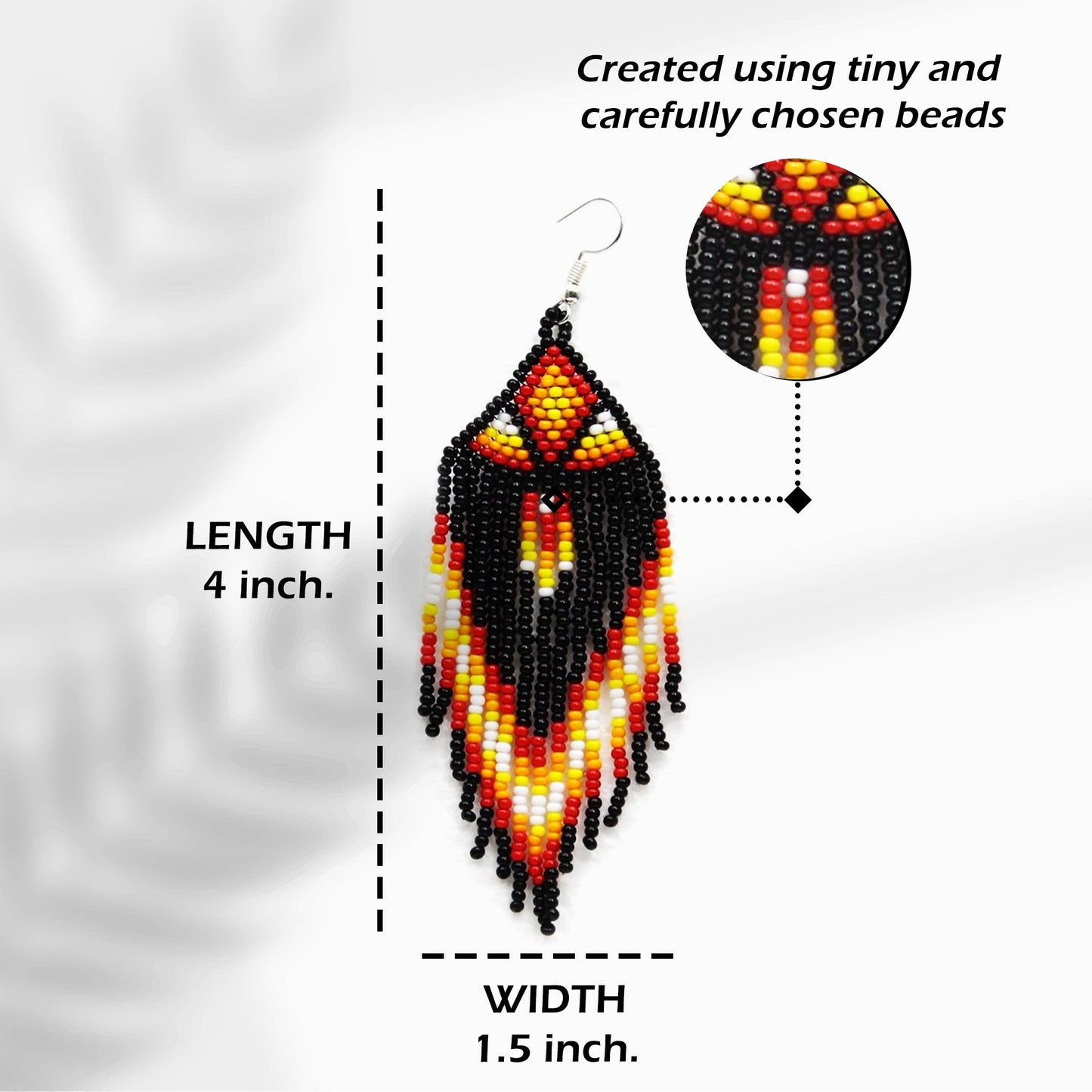 Black Sun Colors Hook Pattern Beaded Handmade Earrings For Women