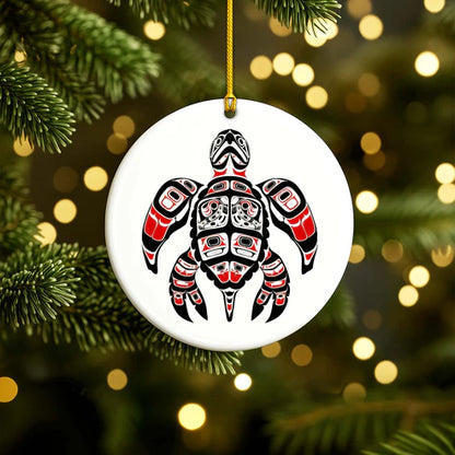 Native Bear Ceramic Ornament - Handcrafted Indigenous Art - Unique Holiday Decor