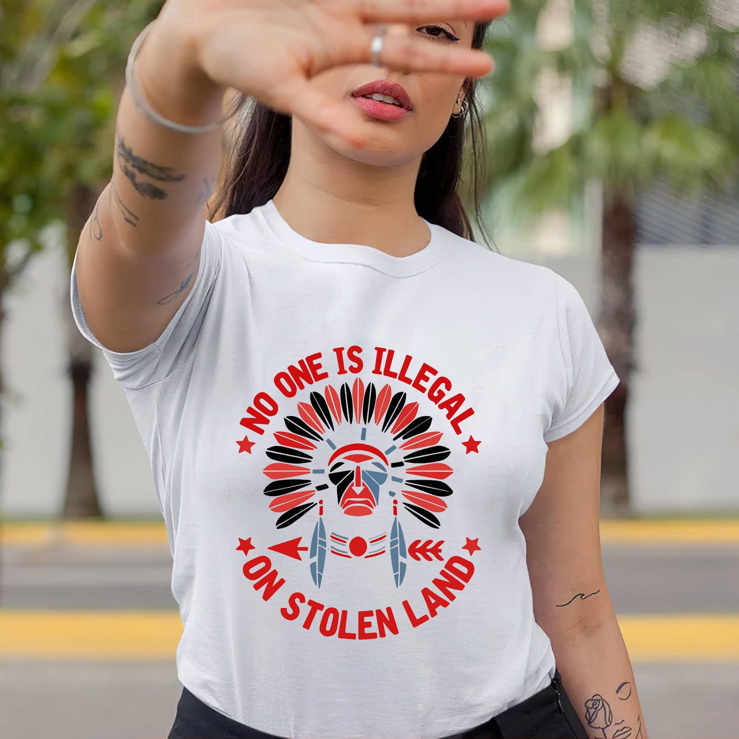 No One Is Illegal on Stolen Land - MMIW Unisex T-Shirt/Hoodie/V-Neck/Sweatshirt