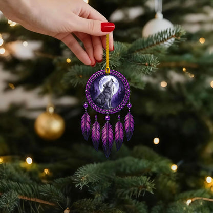 Howling Wolf - Purple Dreamcatcher Moon - Unique Christmas Gift Decor Flat Acrylic