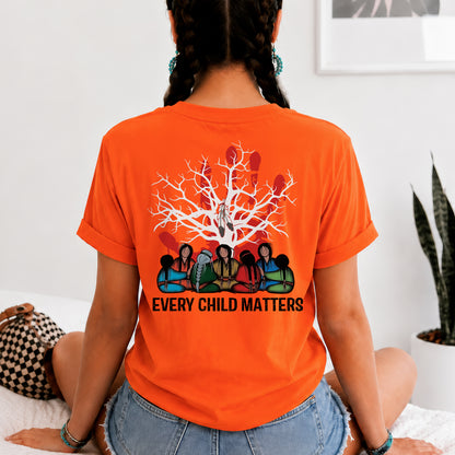 Every Child Matters Indigenous Roots Red Hand Design For Orange Shirt Day - Two sides - Unisex T-shirt/V-neck T-shirt/Hoodie/Sweatshirt