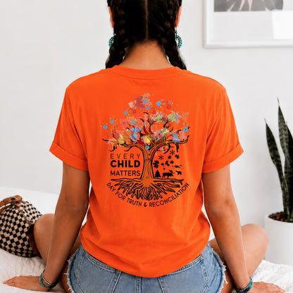 Every Child Matters Handprint Tree For Orange Shirt Day - Two sides - Unisex T-shirt/V-neck T-shirt/Hoodie/Sweatshirt