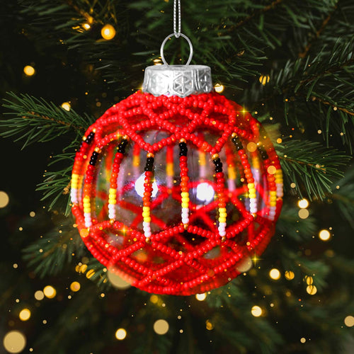 Red Beaded Handmade Ornament - Holiday Decor & Gifts