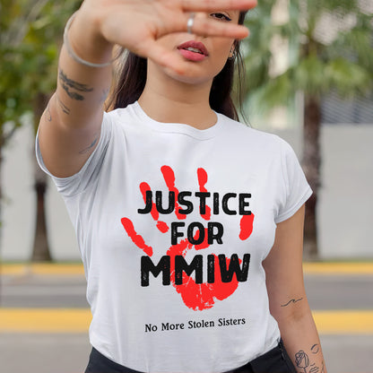Justice for MMIW No More Stolen Sisters Red Hand Unisex T-Shirt/T-Shirt V-Neck/Hoodie/Sweatshirt