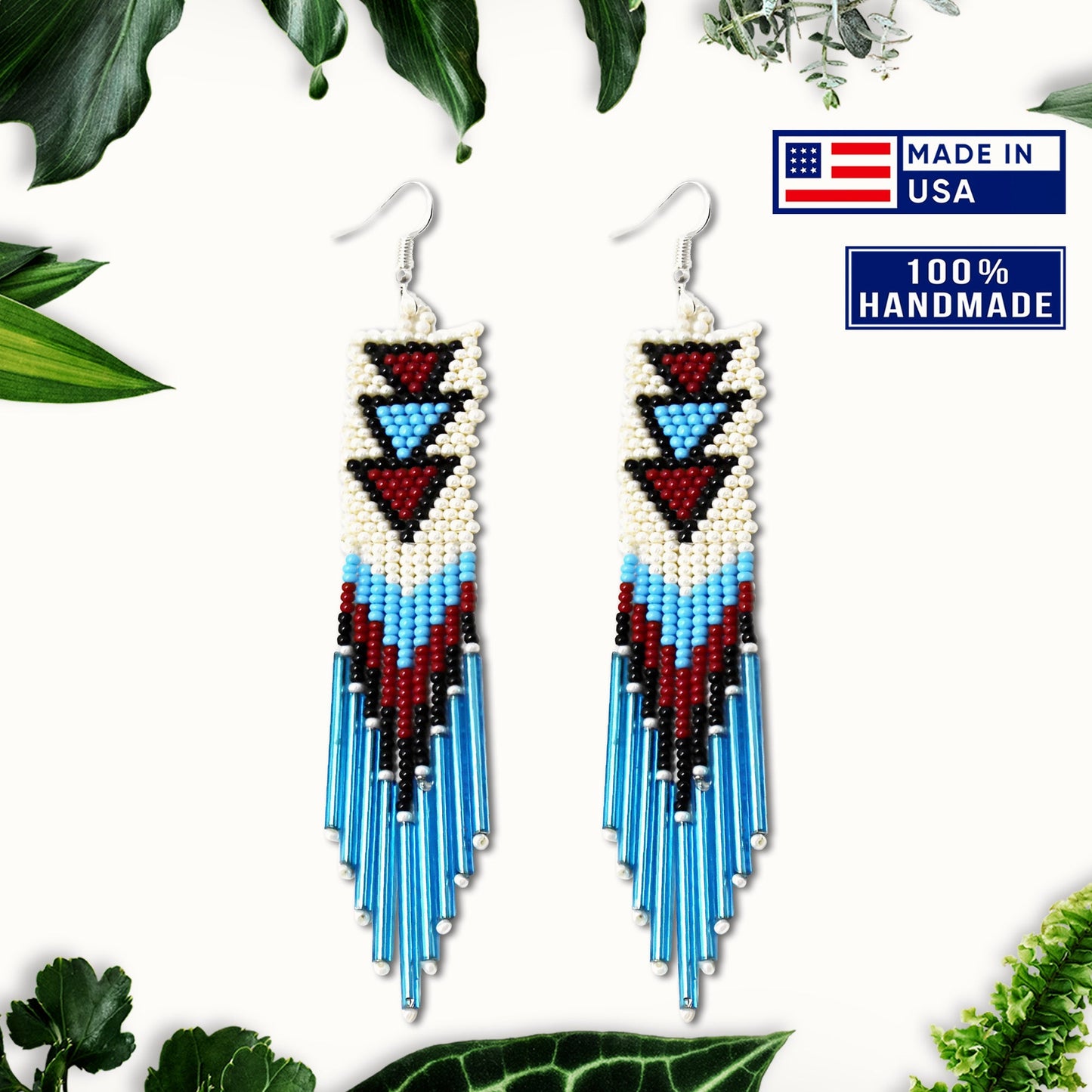 Long Beaded Handmade Hook Earrings For Women