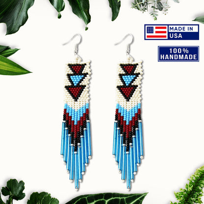 Long Beaded Handmade Hook Earrings For Women