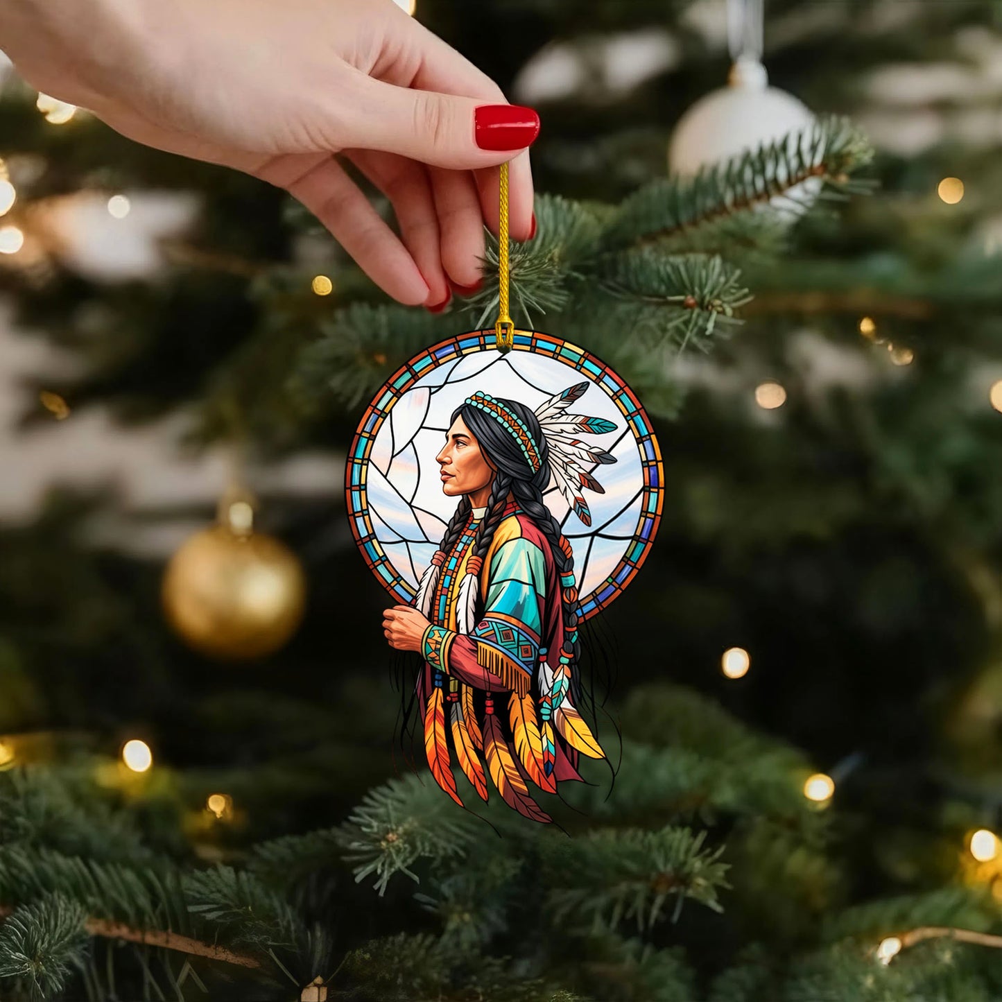 Native American Woman - Tribal Heritage Christmas Decor Flat Acrylic