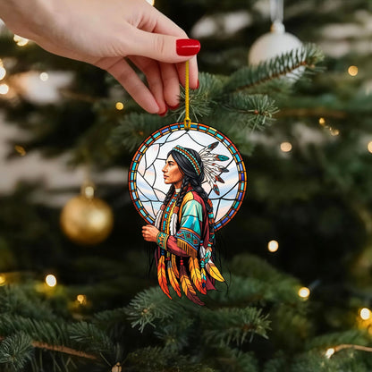 Native American Woman - Tribal Heritage Christmas Decor Flat Acrylic