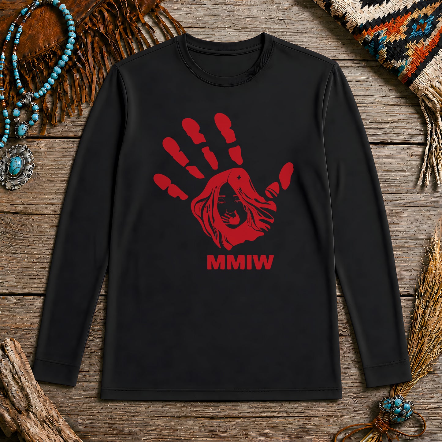 MMIW Red Hand Indigenous Owned Shirt Unisex Long Sleeve