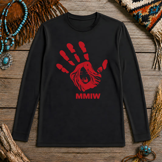 MMIW Red Hand Indigenous Owned Shirt Unisex Long Sleeve