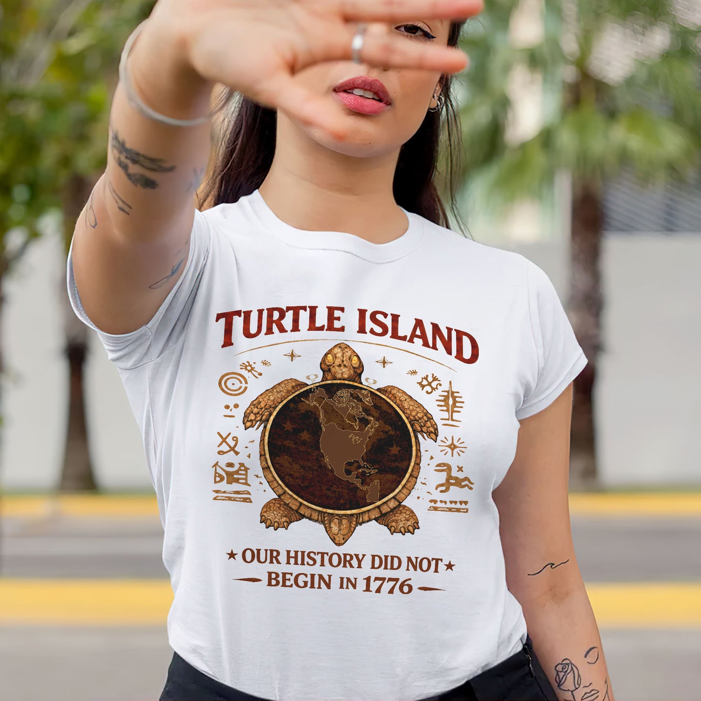 Turtle Island Native American - Our History Did Not Begin in 1776 - Unisex T-shirt/V-neck T-shirt/Hoodie/Sweatshirt