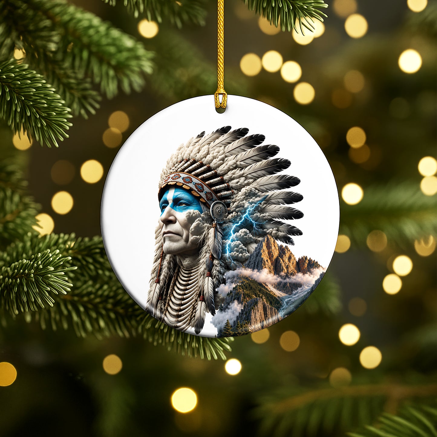 Echoes of Ancestral Land Native Christmas Ornament – Heritage-Inspired Mountain Holiday Decor
