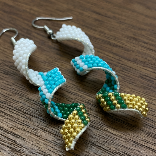 Sacred Spiral Handmade Beaded Drop Turquoise Earring