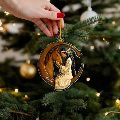 Native American Christmas - Horse and Maiden - Custom Name Design - Ornament Acrylic