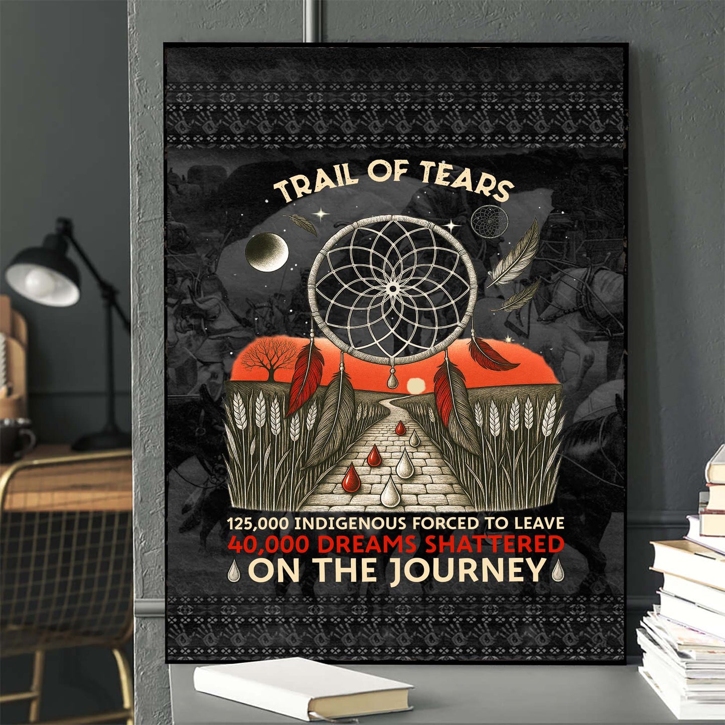 Trail Of Tears - 125000 Indigenous Forced To Leave 40000 Dreams Shattere Poster/Canvas