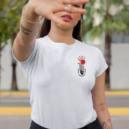 Protect Indigenous Women Red Hand Feather - Two Sides - MMIW Unisex T-Shirt/Hoodie/V-Neck/Sweatshirt