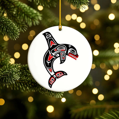 Native Bear Ceramic Ornament - Handcrafted Indigenous Art - Unique Holiday Decor