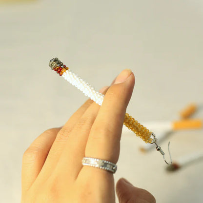 cigarette earings Handmade Dangle Half-Burnt Cigarette Earrings cigarette earings Handmade Dangle Half-Burnt Cigarette Earrings