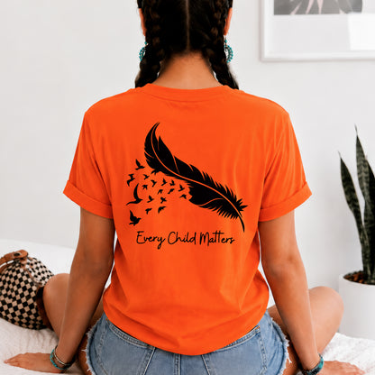 Every Child Matters Feather Flying Birds Design For Orange Shirt Day - Two sides - Unisex T-shirt/V-neck T-shirt/Hoodie/Sweatshirt