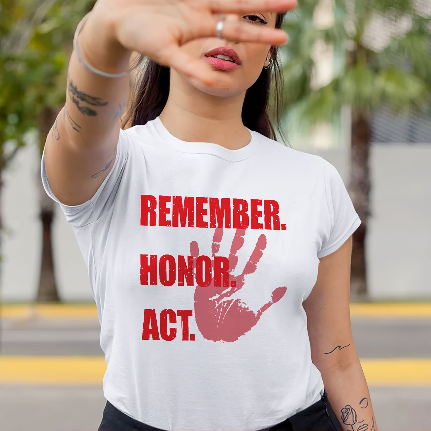 Remember. Honor. Act: MMIW Awareness Unisex T-shirt/V-neck T-shirt /Hoodie/Sweatshirt