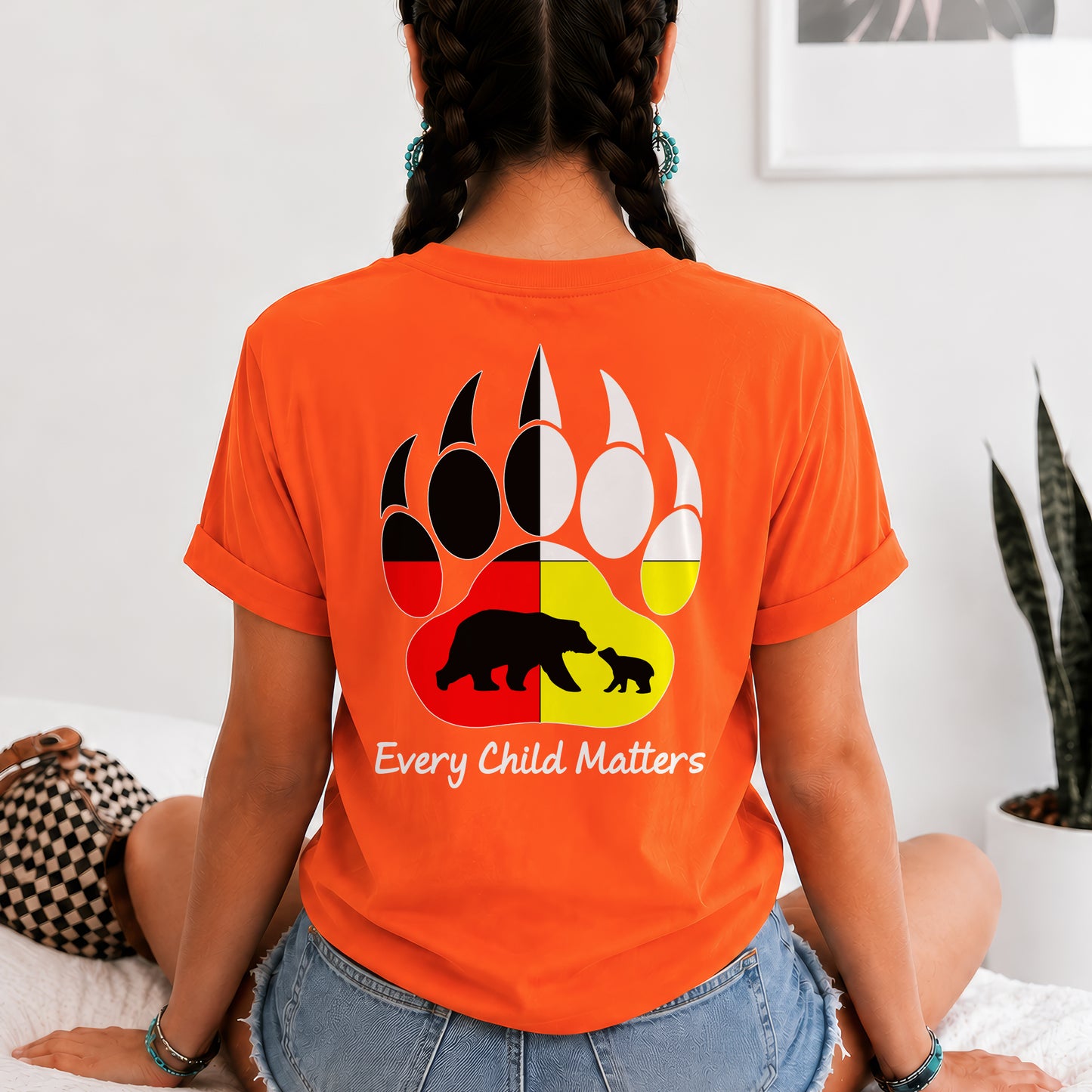 Every Child Matters Bear Paw Indigenous Pride - Two sides - Unisex T-shirt/V-neck T-shirt/Hoodie/Sweatshirt