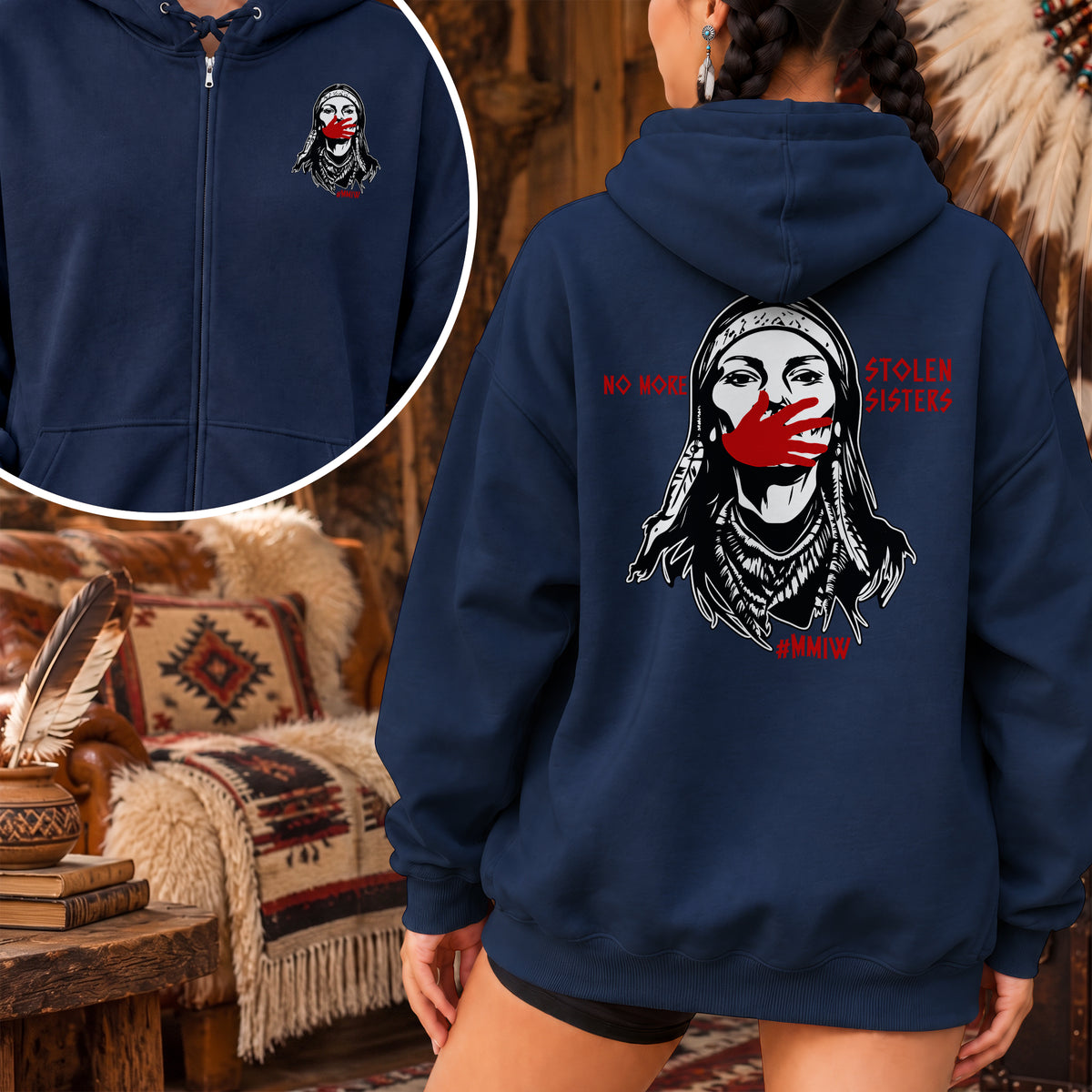 MMIW No More Stolen Sisters - Two Sides Unisex Hoodie Zip