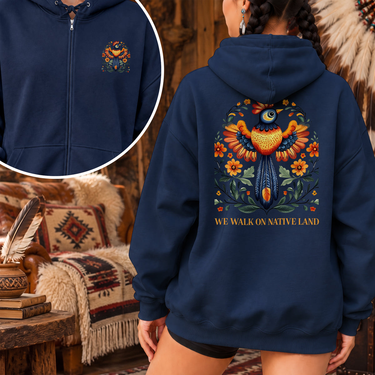 No One Is Illegal On Stolen Land  - Two Sides Unisex Hoodie Zip