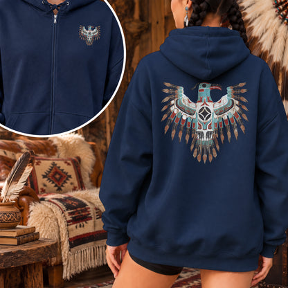 Thunderbird Native American Eagle - Two Sides Unisex Hoodie Zip
