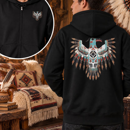 Thunderbird Native American Eagle - Two Sides Unisex Hoodie Zip