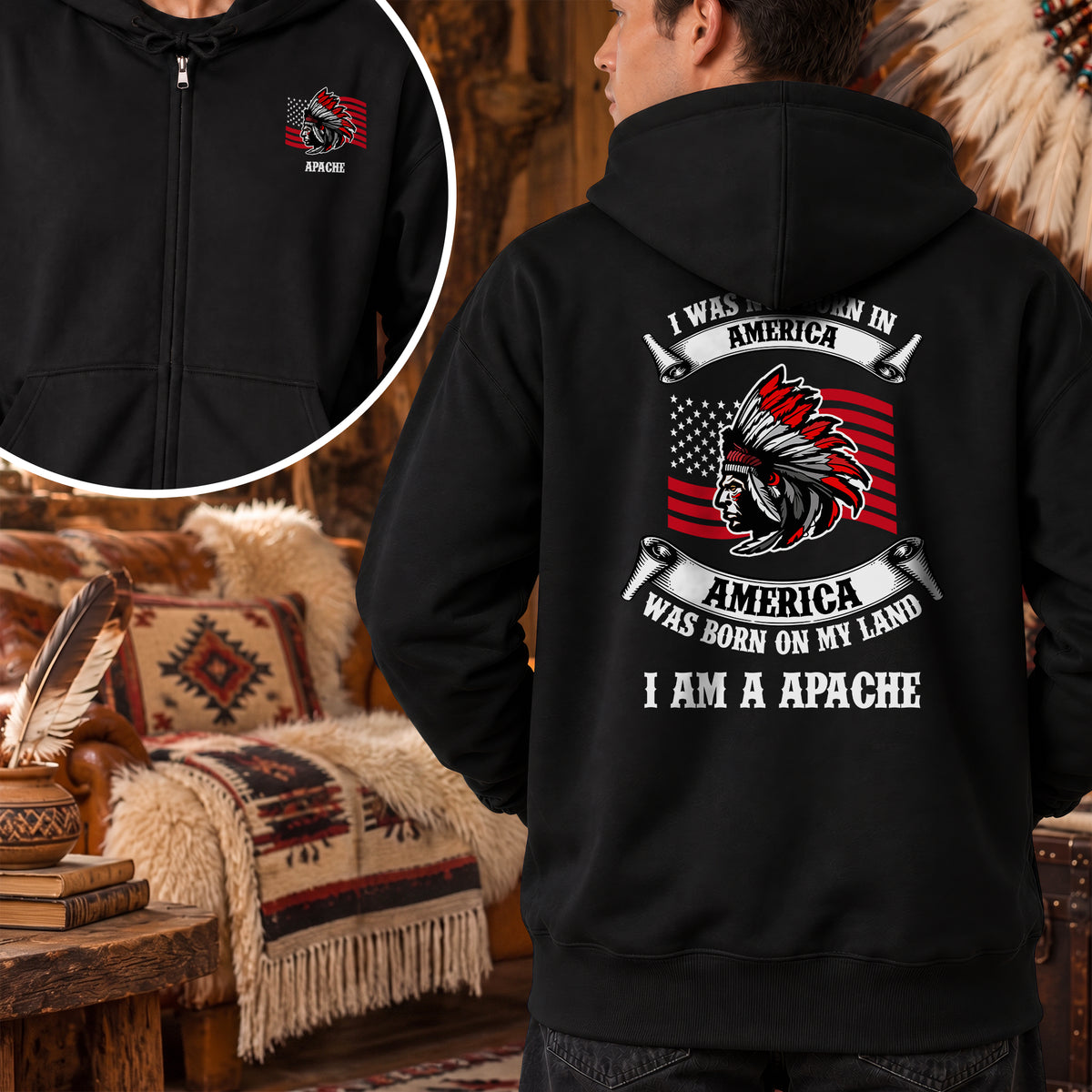 I Am Native - America Was Born On My Land - Custom Tribe - Two Sides Unisex Hoodie Zip