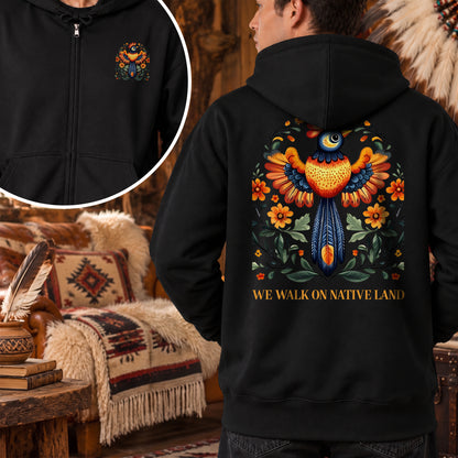 No One Is Illegal On Stolen Land  - Two Sides Unisex Hoodie Zip