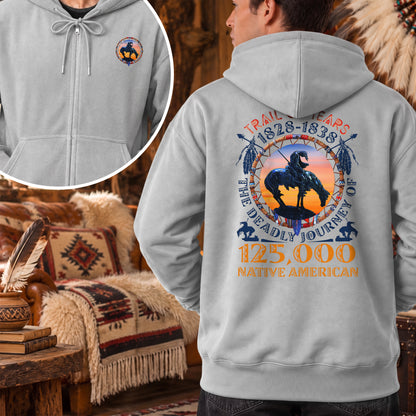 Trail of Tears Memorial - 125,000 Native Americans Lost - Two Sides Unisex Hoodie Zip