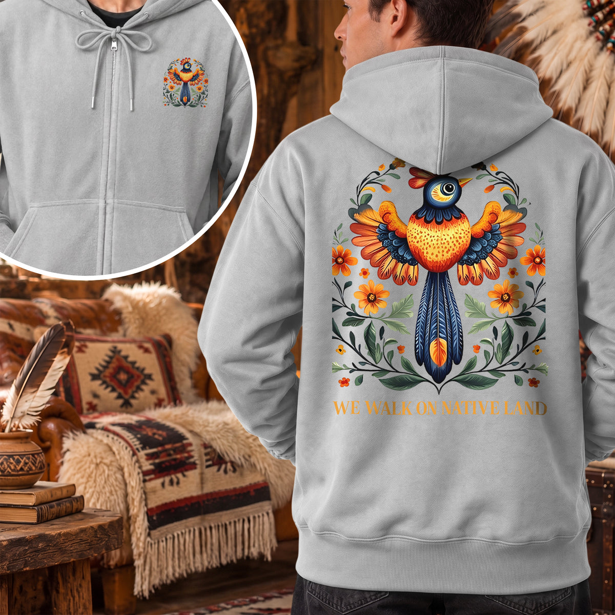 No One Is Illegal On Stolen Land  - Two Sides Unisex Hoodie Zip