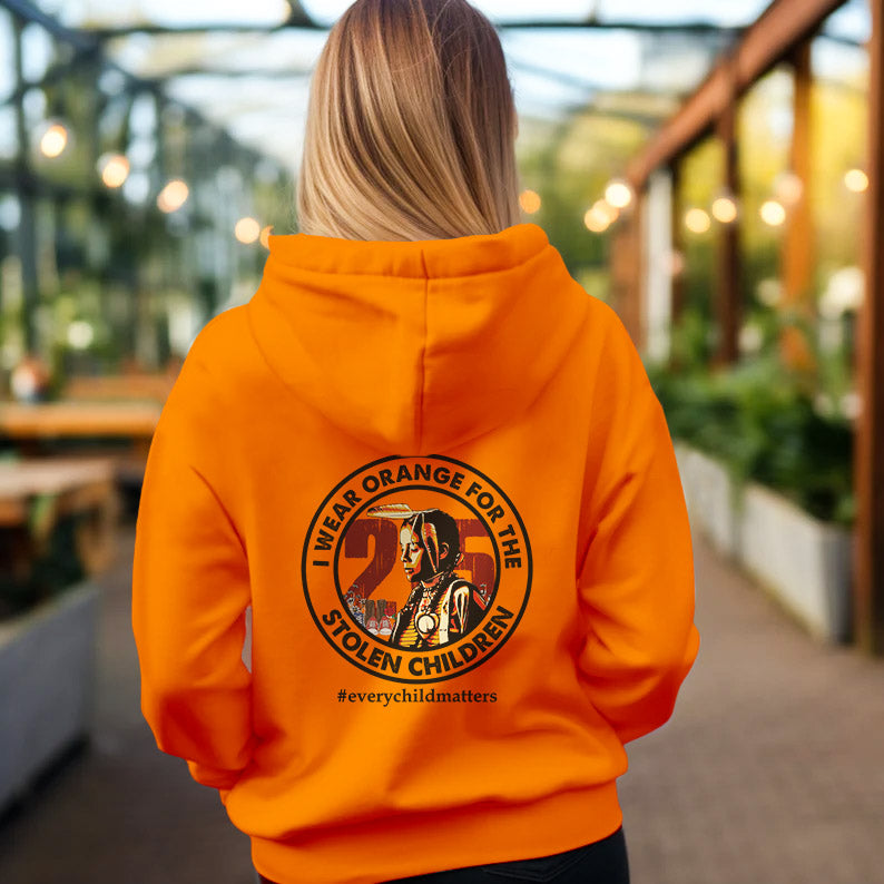 Every Child Matters Wearing 215 Stolen Children Circle For Orange Shirt Day Unisex Back T-shirt/Hoodie/Sweatshirt