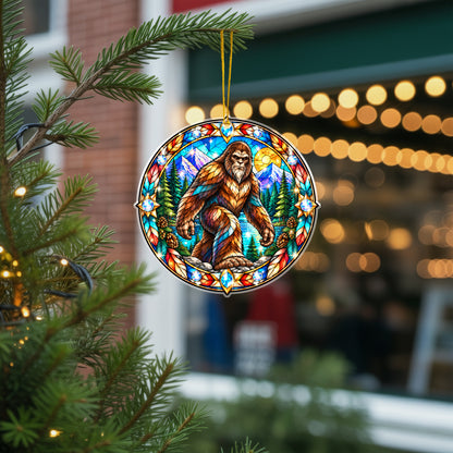 Bigfoot Acrylic Ornament Stained Glass Style Christmas Decor