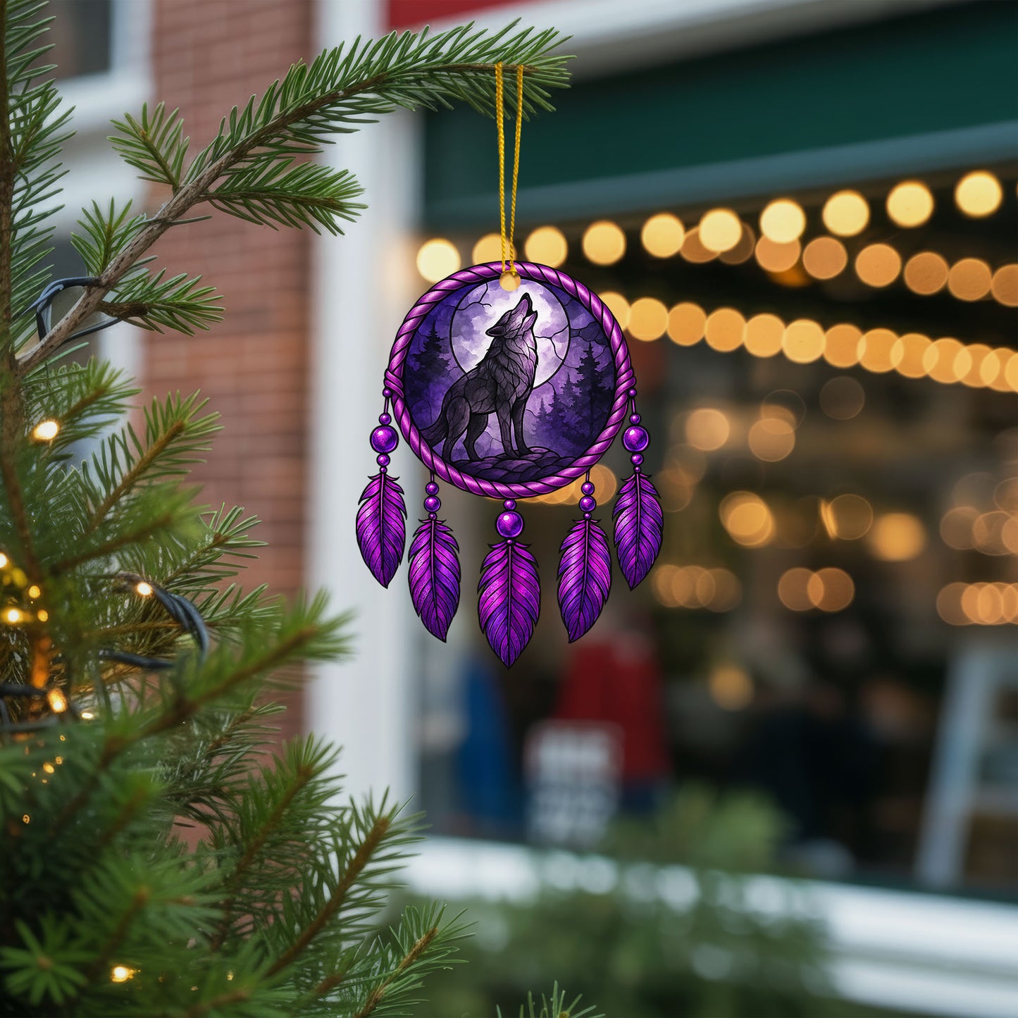 Wolf Dreamcatcher - Purple Moon Forest - Unique Christmas Gift Decor Flat Acrylic