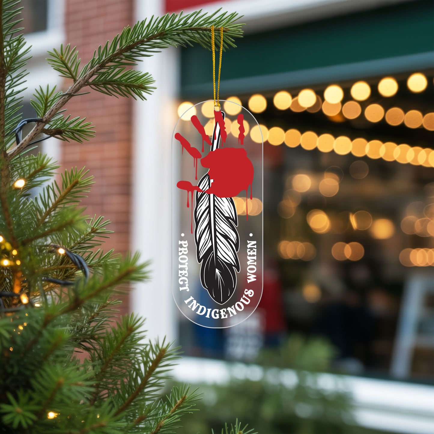Protect Indigenous Women - MMIW Red Handprint Feather - Unique Christmas Gift Decor Flat Acrylic