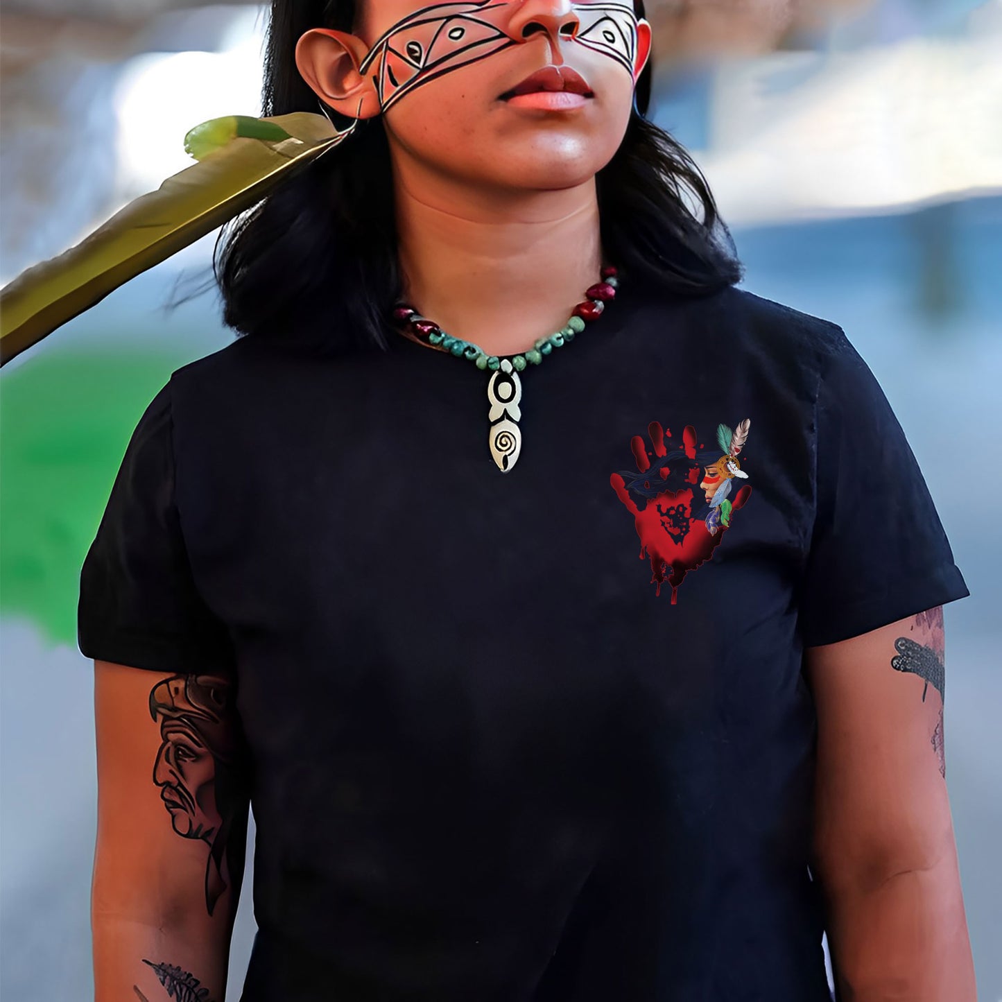 No More Stolen Sisters Red Hand Arrows - Two Sides - MMIW Unisex T-Shirt/Hoodie/V-Neck/Sweatshirt