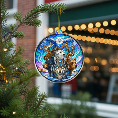 Wildlife Spirit Acrylic Ornament, Indigenous Inspired Animal Art, Unique Holiday Decoration