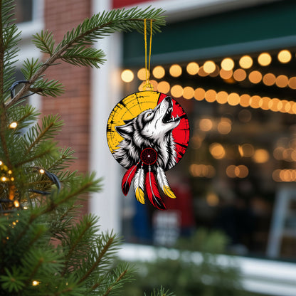 Howling Wolf with Dreamcatcher - Native American Christmas Gift Decor Flat Acrylic