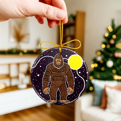 Tribal Bigfoot Ceramic Ornament - Indigenous Inspired for Holiday Decor