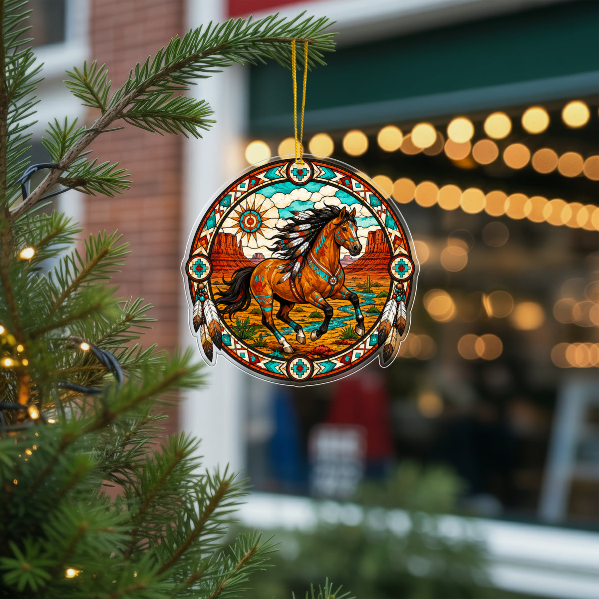 Stained Glass Horse Acrylic Ornament - Western Holiday Tree Decor