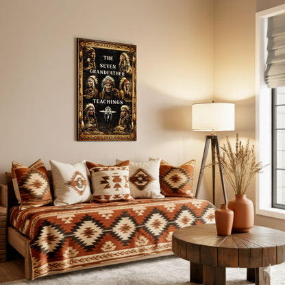 The Seven Grandfather Teachings - Native American Chiefs and Spirit Animal Design for Poster/Canvas