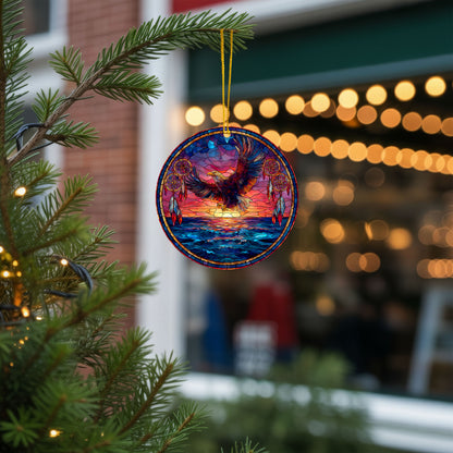 Flying Eagle Sunset Ocean Scene with Dreamcatchers Christmas Gift Decor Flat Acrylic